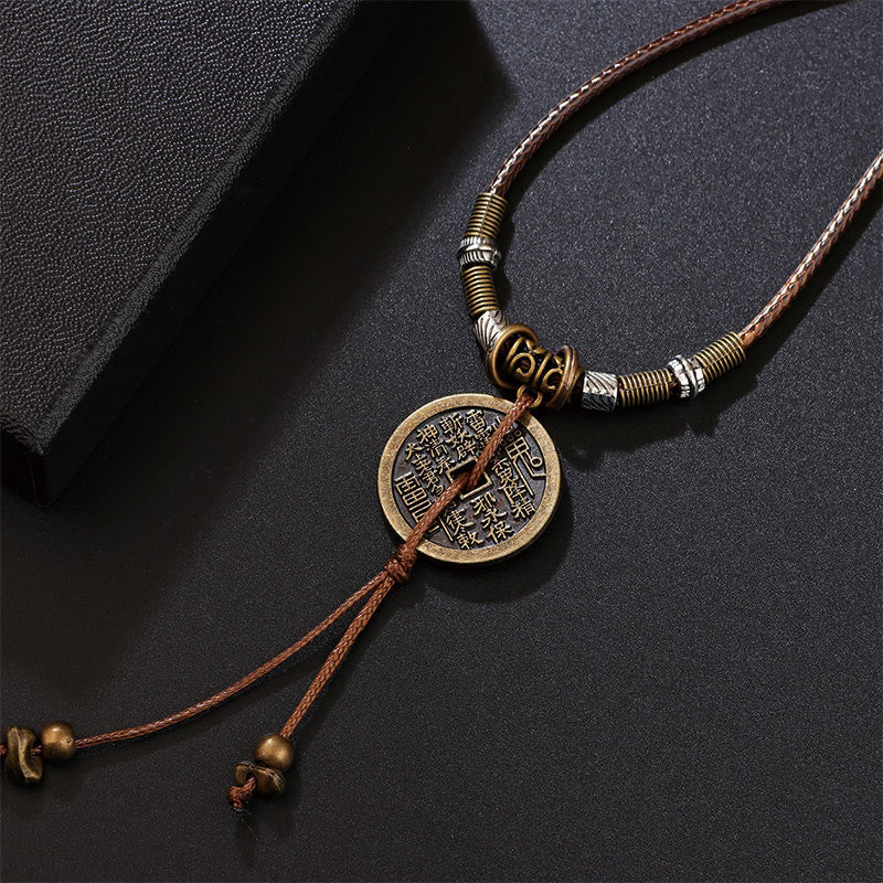 Mountain Ghosts Spend Money Bagua Alloy Copper Coin Harmony Necklace Pendant