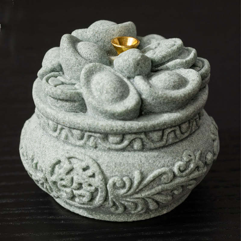 Chinese Character Fu Ingots Healing Incense Burner Desk Decoration