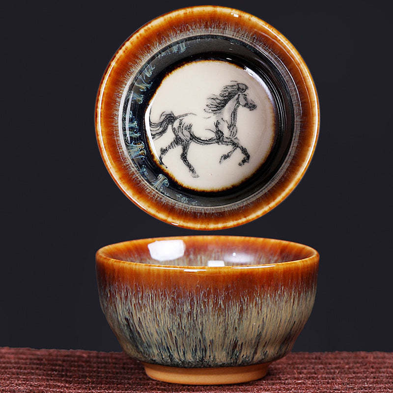 12 Chinese Zodiac Pattern Ceramic Teacup Kung Fu Jian Chinese Zhan Tea Cup 73ml