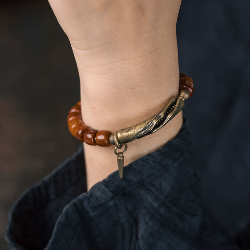 Yak Bone Copper Cone Pendant Strength Bracelet