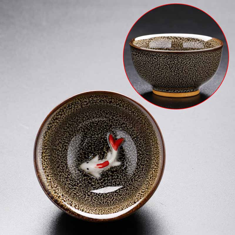 Small Koi Fish Kiln Change Chinese Jianzhan Ceramic Teacup Kung Fu Tea Cup 60ml