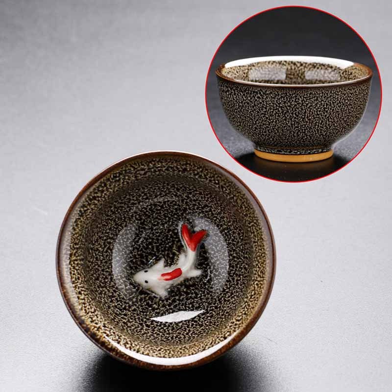 Small Koi Fish Kiln Change Chinese Jianzhan Ceramic Teacup Kung Fu Tea Cup 60ml