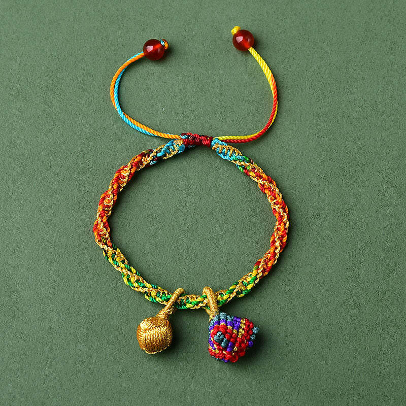 Colorful Rope Luck Handmade Zongzi Golden Ball Charm Bracelet