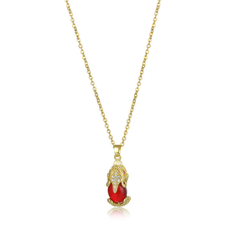 Natural Garnet Pixiu Fortune Necklace