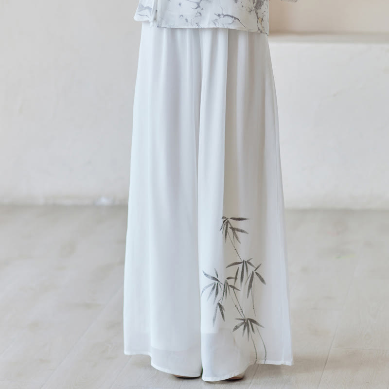 Bamboo Cheongsam Dress Midi Dress Wide Leg Pants Meditation Spiritual Zen Practice Clothing