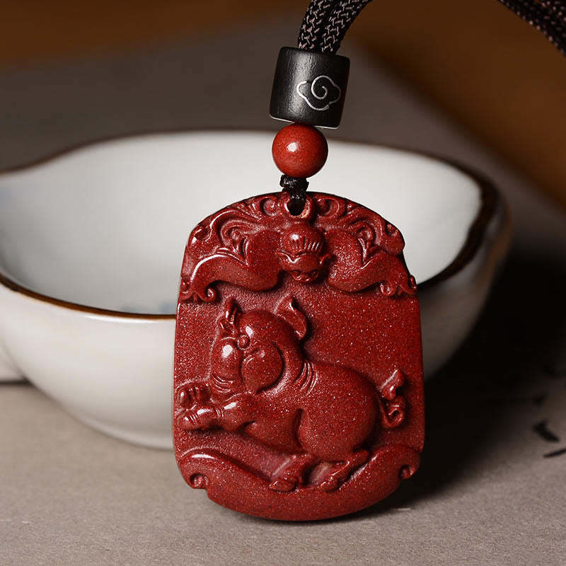 Chinese Zodiac Cinnabar Calm Concentration Necklace Pendant
