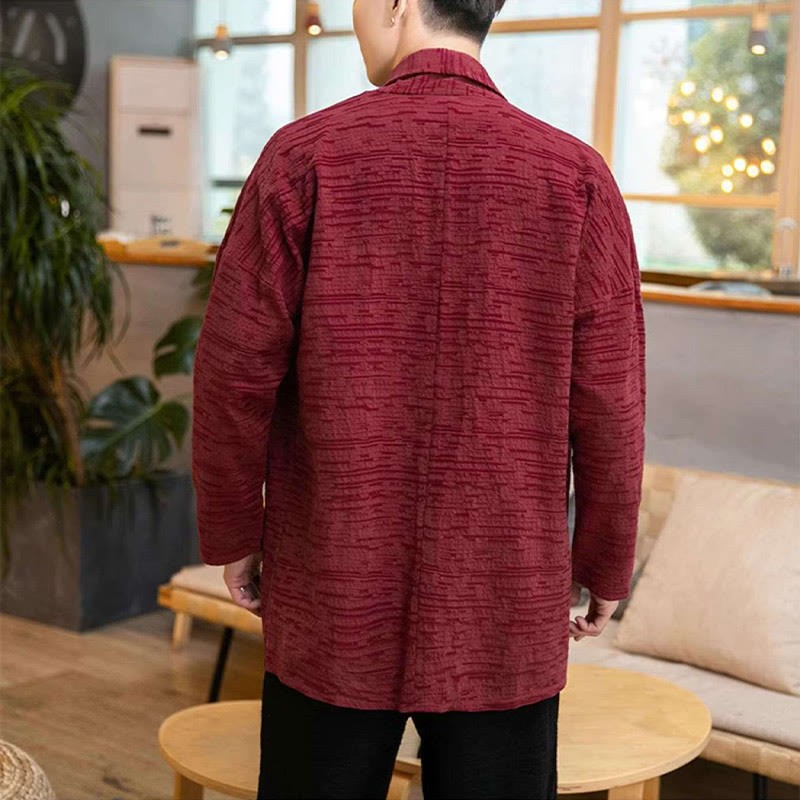 Fall Simple Loose Plain Linen Blend Men's Mid-length Coat Clothing