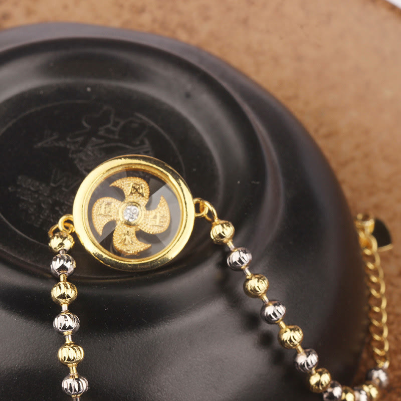 Feng Sheng Shui Qi Copper Brass Rotatable Windmill Bead Protection Braided Bracelet