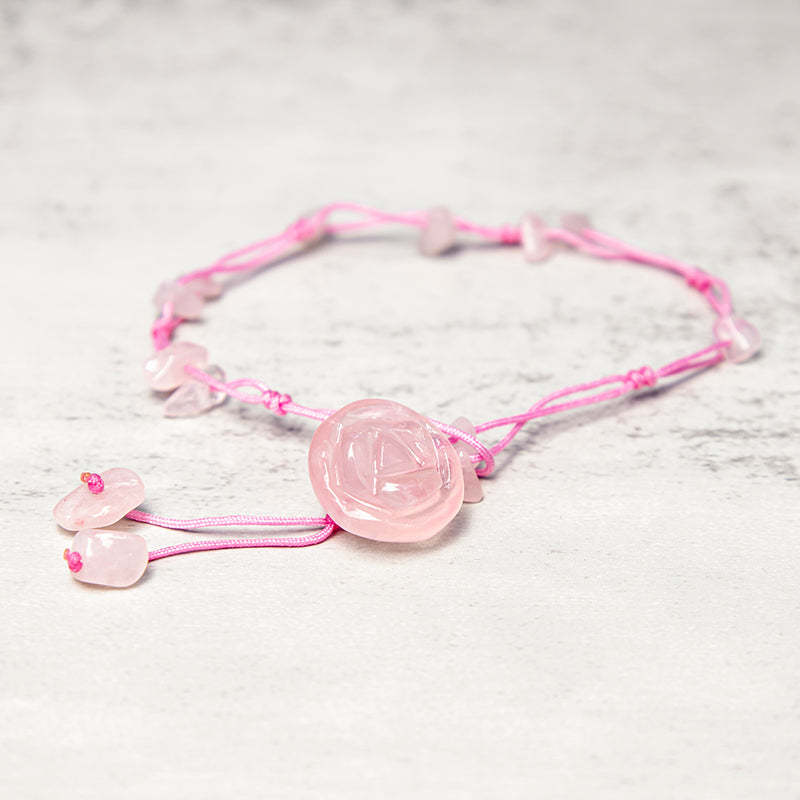 Amethyst Pink Crystal Green Aventurine Rose Inner Peace Healing Anklet