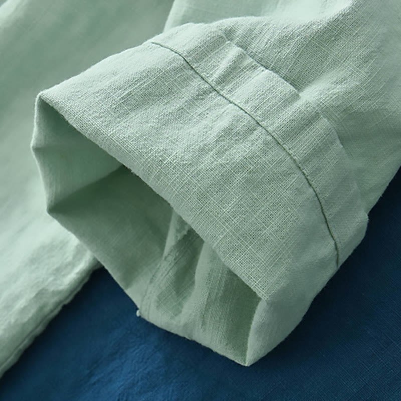 Ramie Linen Loose Blouse Women Long Sleeve Shirt Chinese Hanfu Top