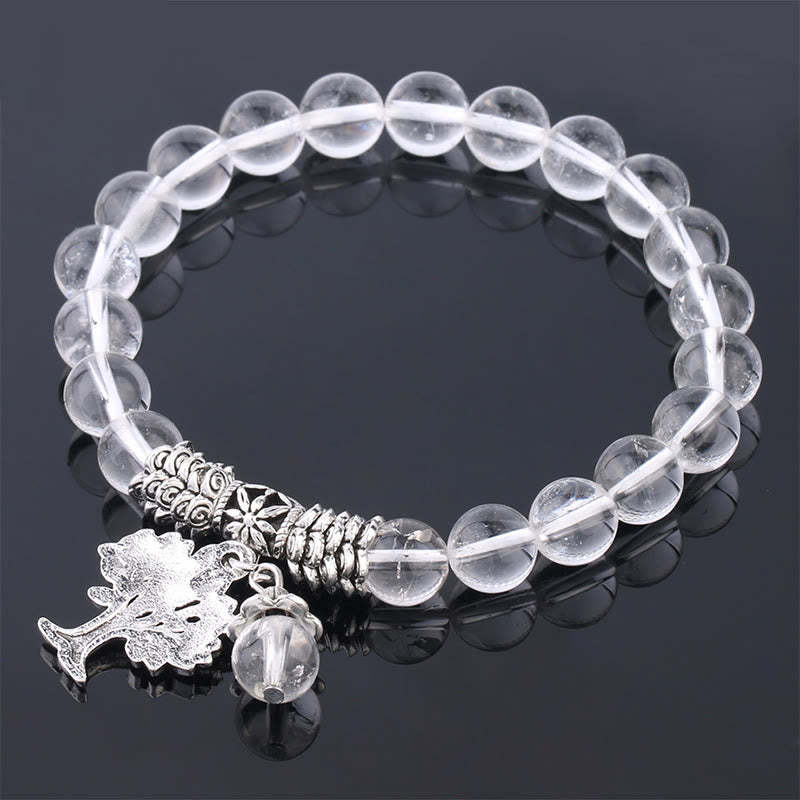 Natural Gemstone Tree of Life Lucky Charm Stretch Bracelet