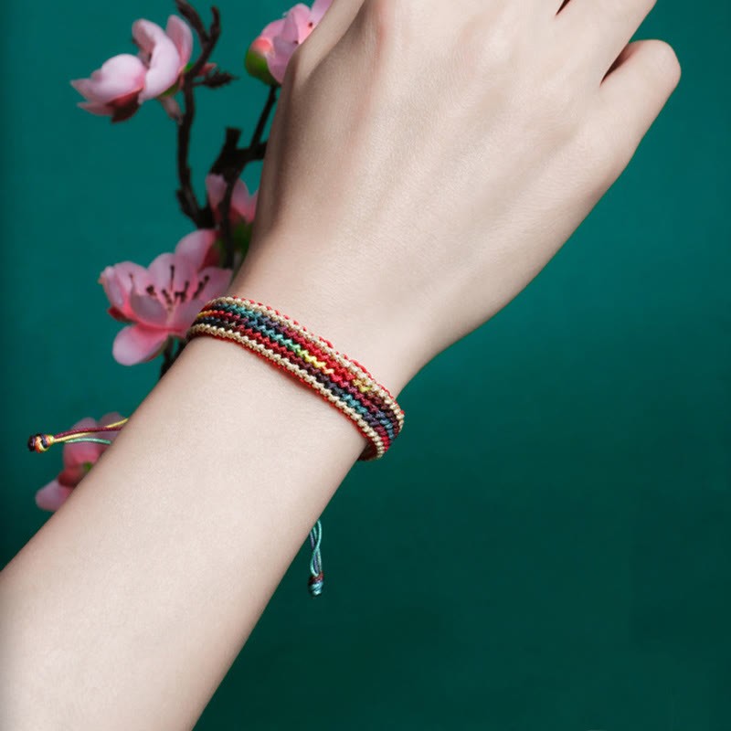 Tibet Handmade Rainbow Multicolored Protection Braided String Bracelet