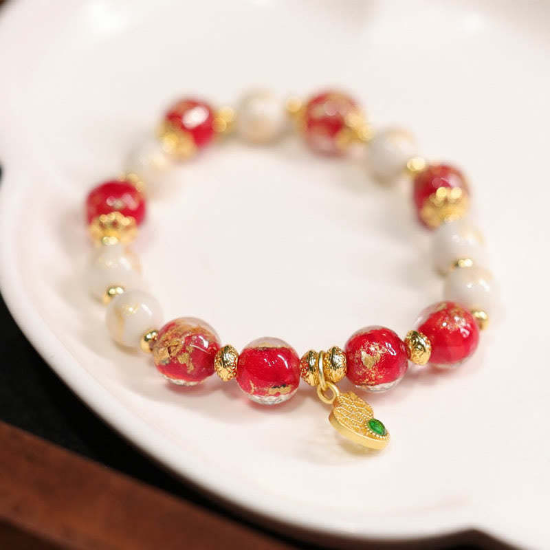 Gourd God Of Wealth Charm Fortune Liuli Glass Bead Incense Ash Porcelain Bead Bracelet