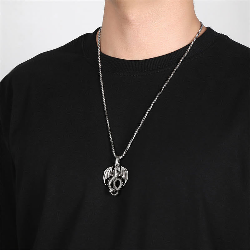 Pure Tin Dragon Luck Success Necklace Pendant