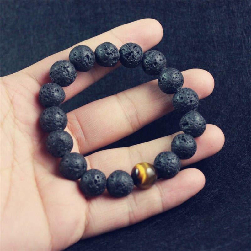 Lava Rock Tiger Eye Stone Peace Healing Bracelet