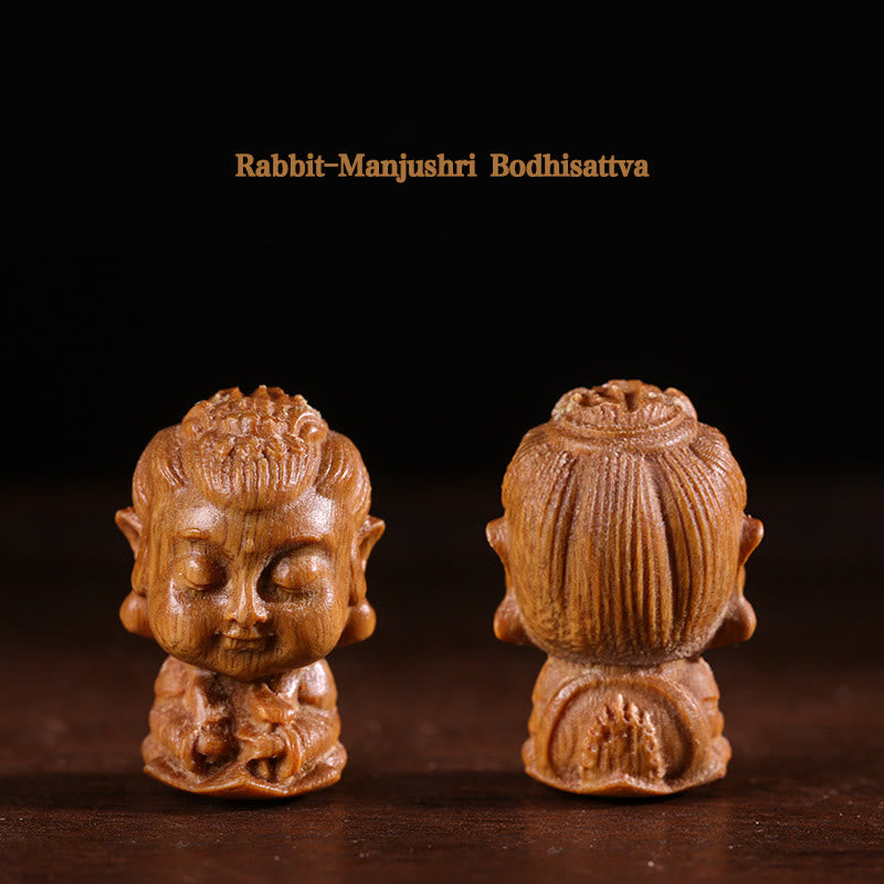 Chinese Zodiac Natal mystic zen Green Sandalwood Lotus Engraved Positive Home Decoration
