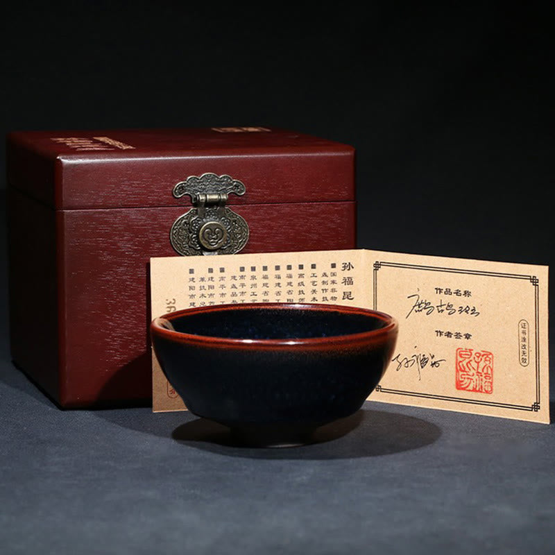 Handmade Blue Francolinus Spot Chinese Jianzhan Ceramic Teacup Kung Fu Tea Cup Bowl