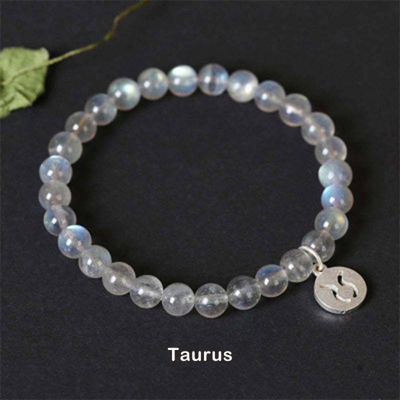 12 Constellations of the Zodiac Moonstone Charming Bracelet