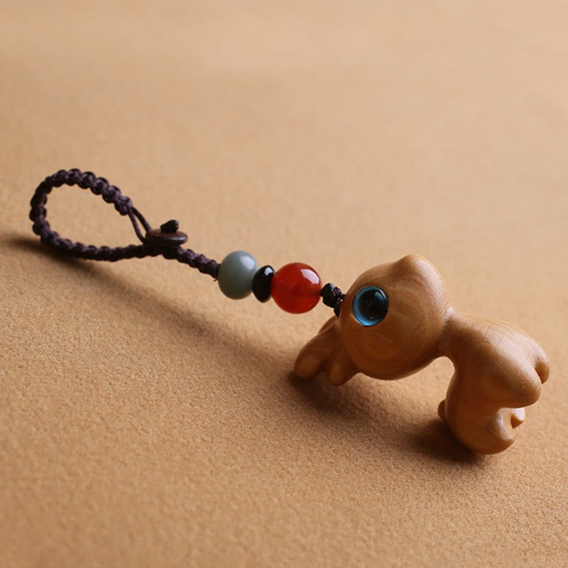 Sandalwood Small Leaf Red Sandalwood Ebony Wood Green Sandalwood Lucky Mini Deer Carved Protection Key Chain Phone Hanging Decoration