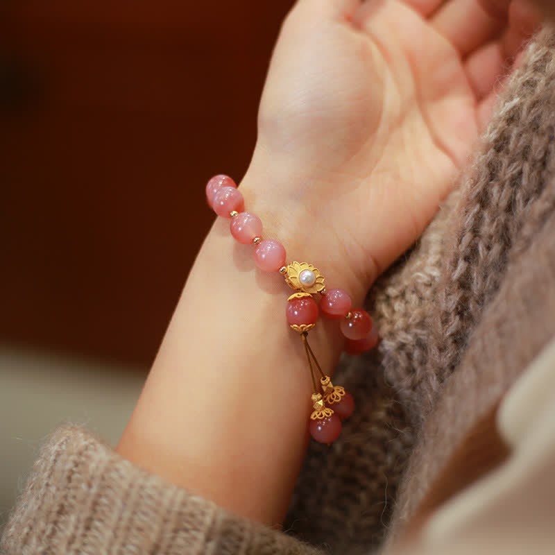 925 Sterling Silver Yanyuan Agate Lotus Flower Enlightenment Bracelet