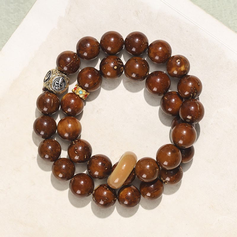 Tibetan Natural Purple Gold Rat Bodhi Seed Wealth Double Wrap Bracelet