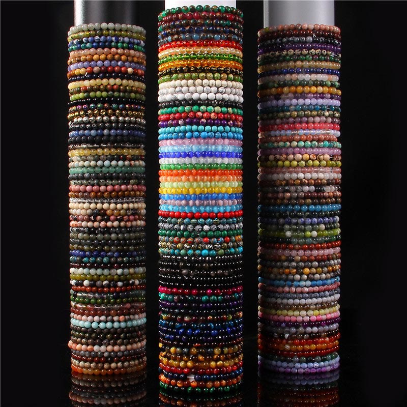 6mm Various Stone Crystal Black Glitter Stone Red Tiger Eye Beads Protection Bracelet