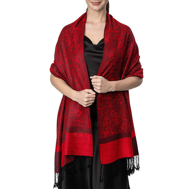 Tibetan Cashew Jacquard Tassels Shawl Spring Fall Winter Warm Cozy Scarf Wrap