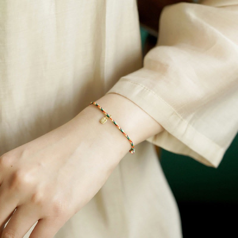 Auspicious Fu Character Peace And Joy Luck Handmade Multicolored Child Adult Bracelet