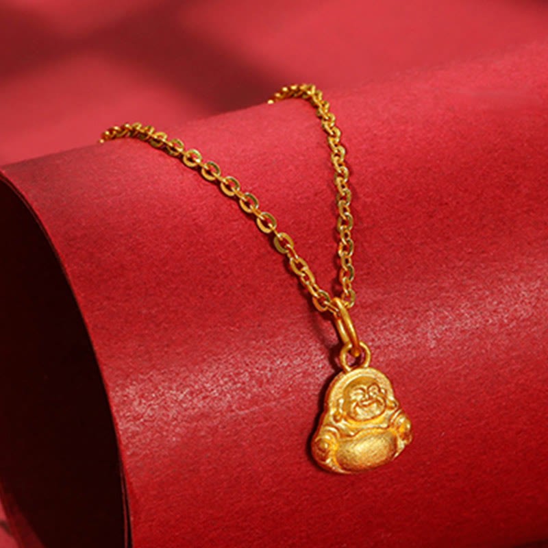 999 Gold Mini Laughing mystic zen Luck Wealth Necklace Pendant