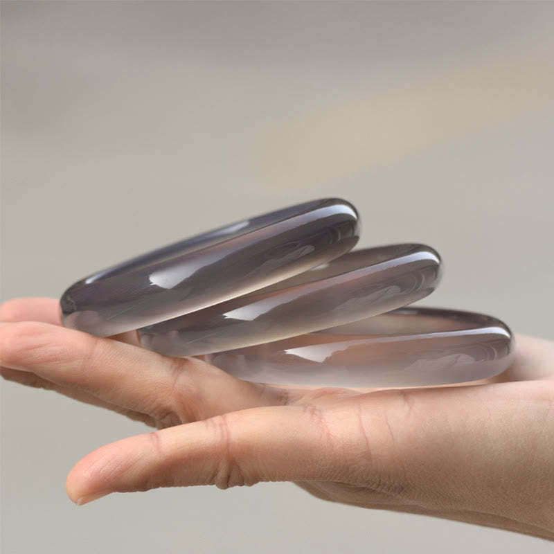 Natural Gray Chalcedony Harmony Bangle Bracelet