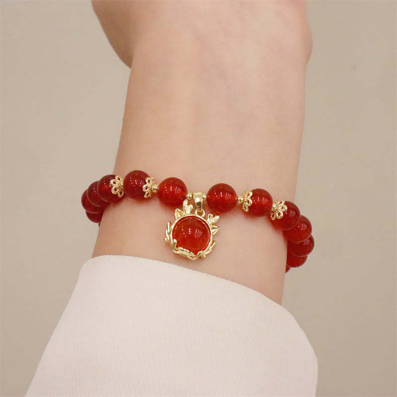 Year of the Dragon Red Agate Jade Peace Buckle Fu Character Success Bracelet (Extra 30% Off | USE CODE: FS30)