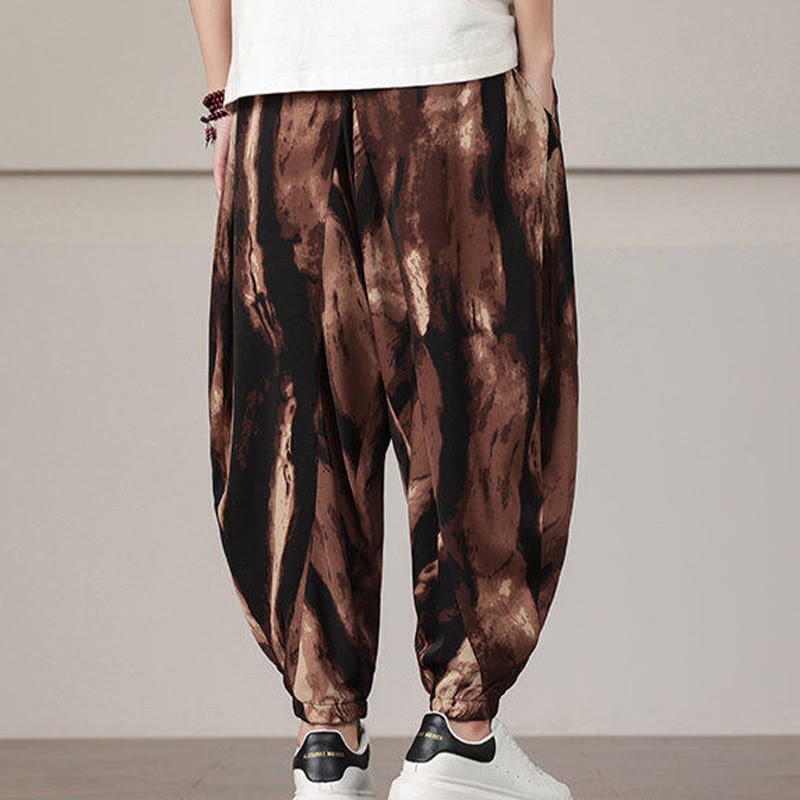 Stripe Pattern Drawstring Men's Harem Pants With Pockets