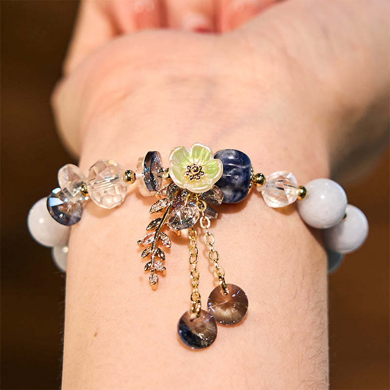 Blue Crystal Amethyst Sun Stone Green Aventurine Healing Bracelet