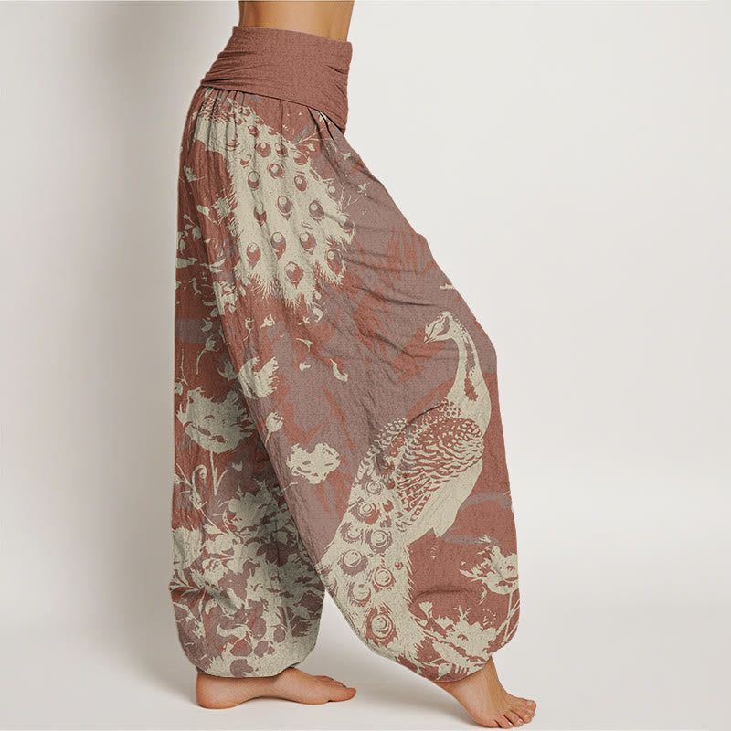 Casual Peacock Grassland Women's Elastic Waist Harem Pants
