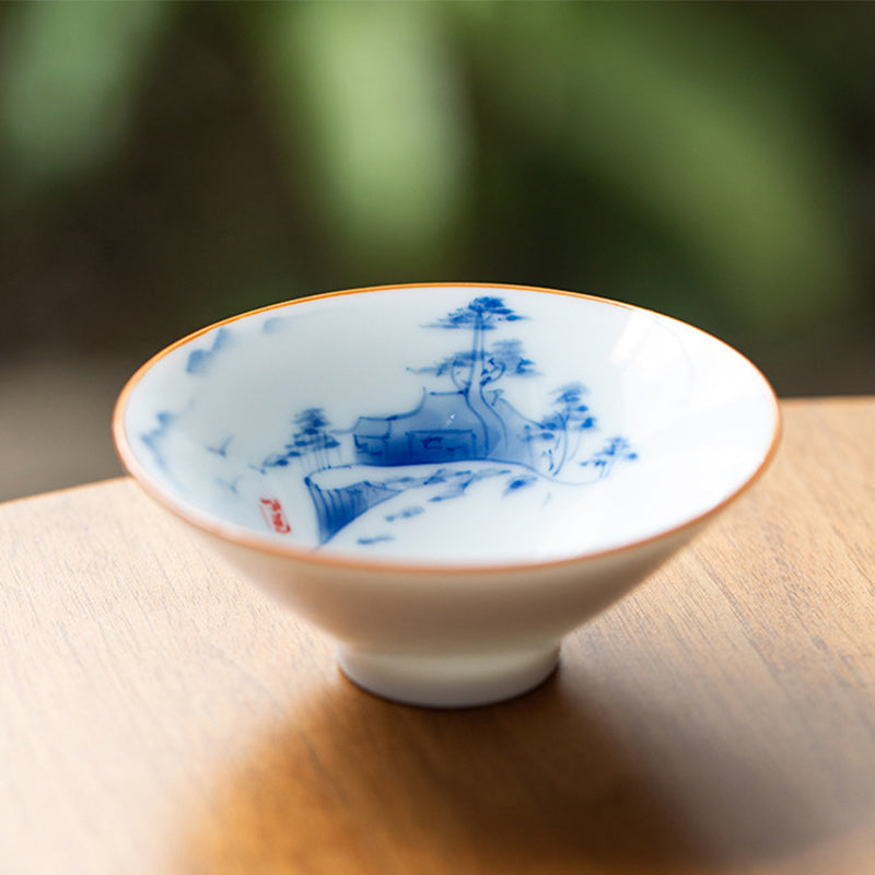 Mandala Flower Koi Fish Lotus Bird Persimmons Teacup Kung Fu Tea Cup 50ml