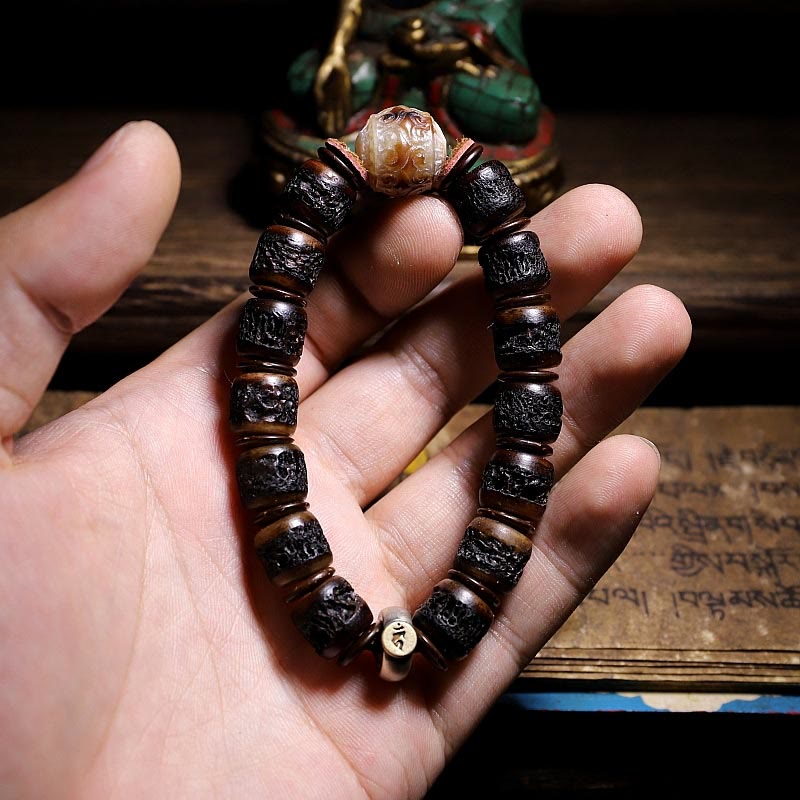 925 Sterling Silver Chinese Zodiac Natal mystic zen Handmade Tibet Yak Bone Strength Bracelet
