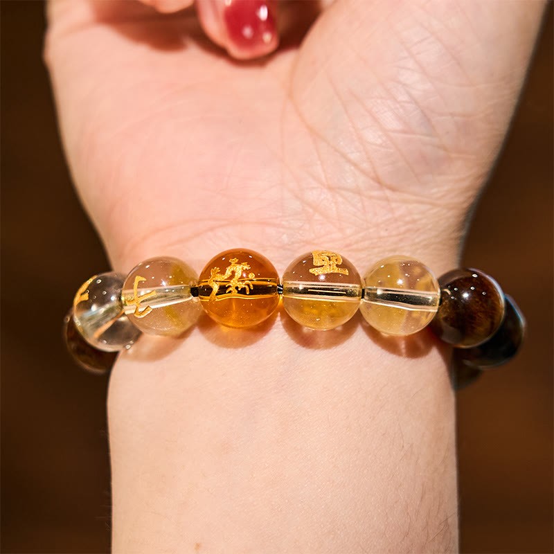 Chinese Zodiac Tiger Eye White Crystal Courage Bracelet