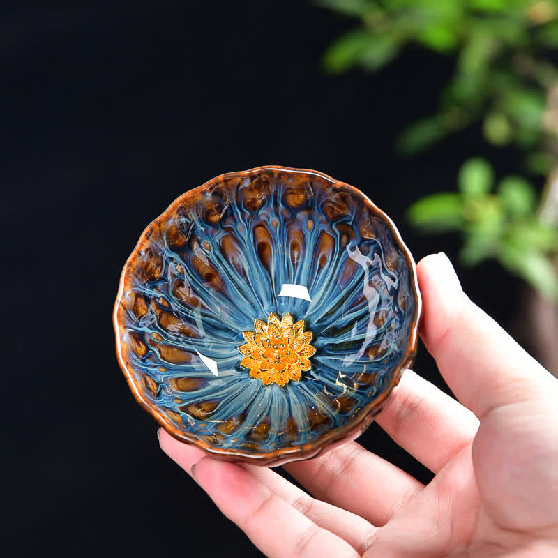 Lotus Peacock Dragon Phoenix Koi Fish Ceramic Teacup Inlaid Tea Cups 120ml