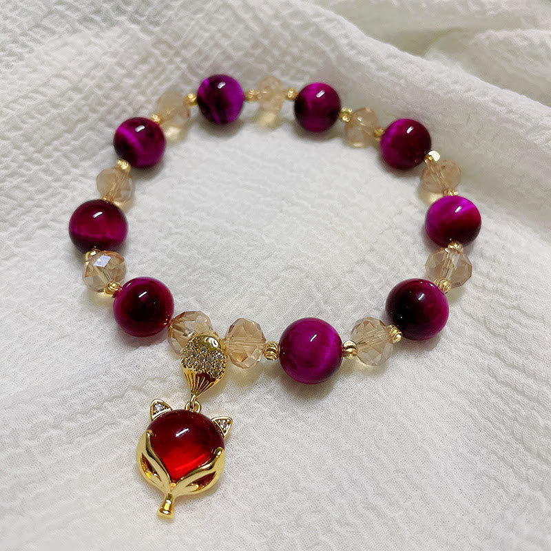 Red Tiger Eye PiXiu Fox Protection Self Confidence Bracelet