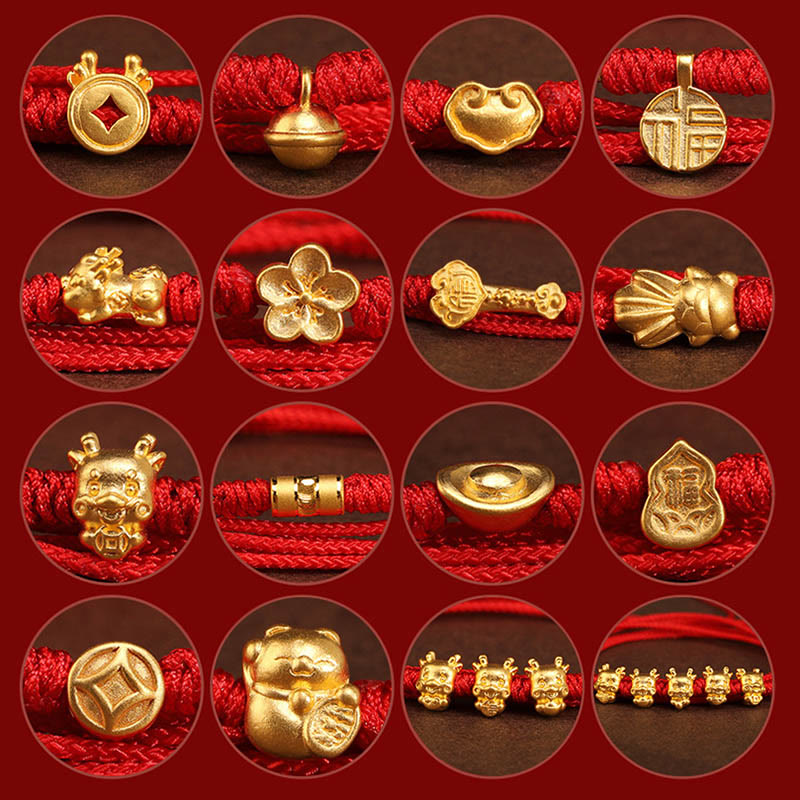 mystic zen Stone 999 Solid Gold Red String Belly Chain