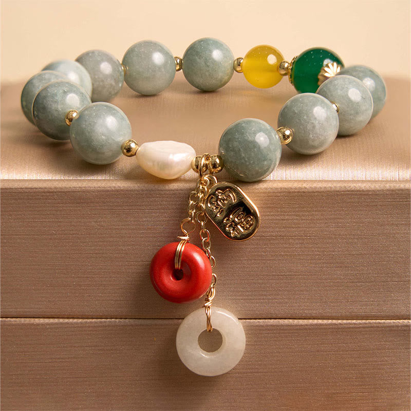 Jade Red Agate Peace Buckle Charm Confidence Bracelet