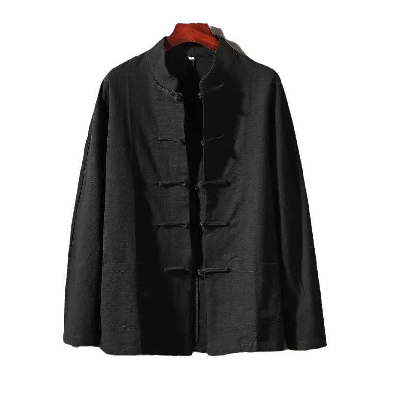 Stand Collar Tang Suit Casual Cotton Linen Shirt