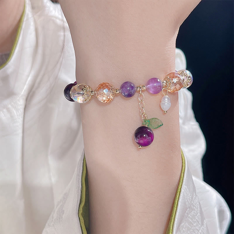 Natural Red Tiger Eye Purple Tiger Eye Beads Green Leaf Protection Bracelet