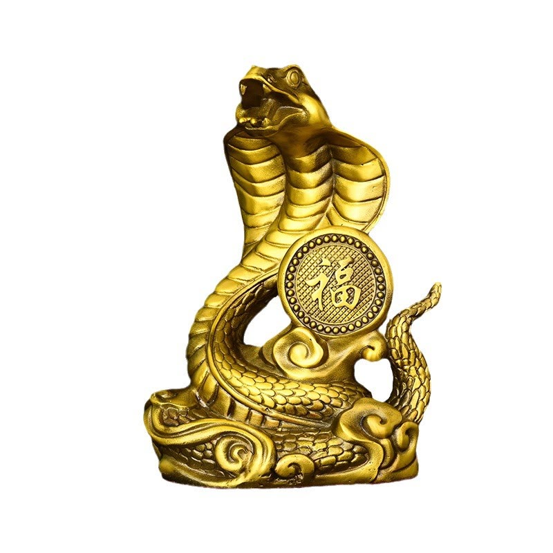 Year Of The Snake Fu Character Auspicious Clouds Fortune Brass Home Statue Decoration
