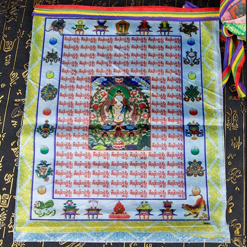 Tibetan 5 Colors Windhorse mystic zen Tara Scriptures Healing Auspicious Outdoor Prayer Flag