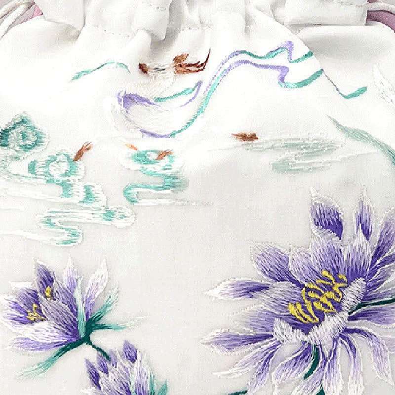 Suzhou Embroidery Rabbit Lotus Epiphyllum Peony Magnolia Silk Tote Crossbody Bag Shoulder Bag Handbag