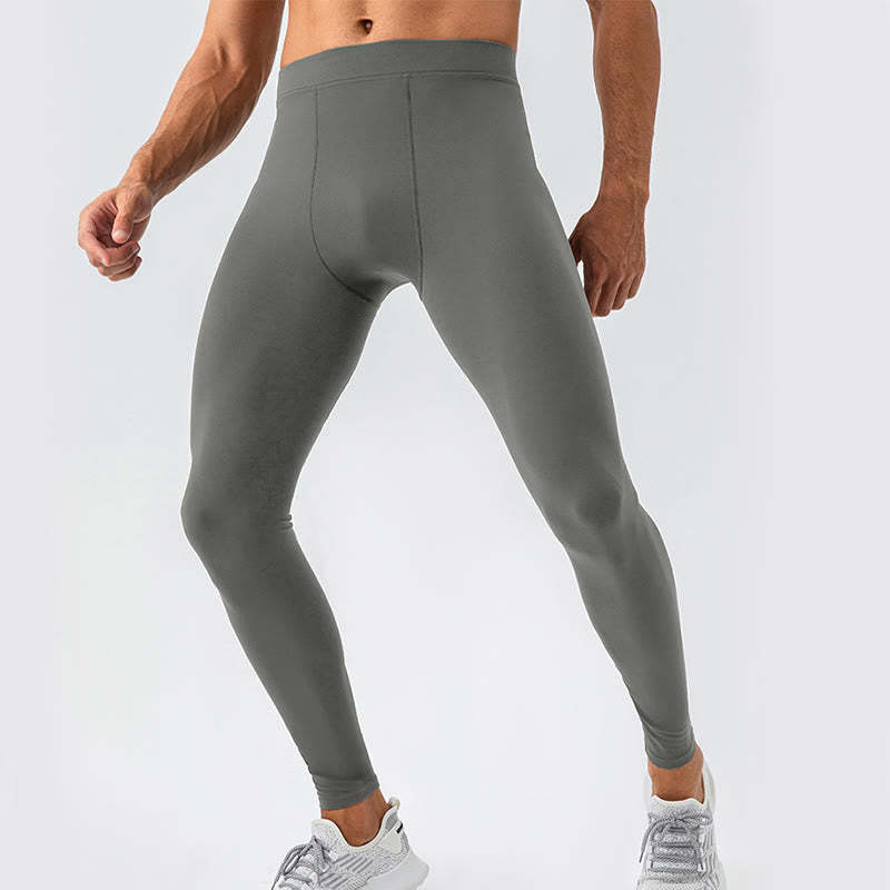 Plain High Waist Elastic Breathable Sports Men's Leggings Pants