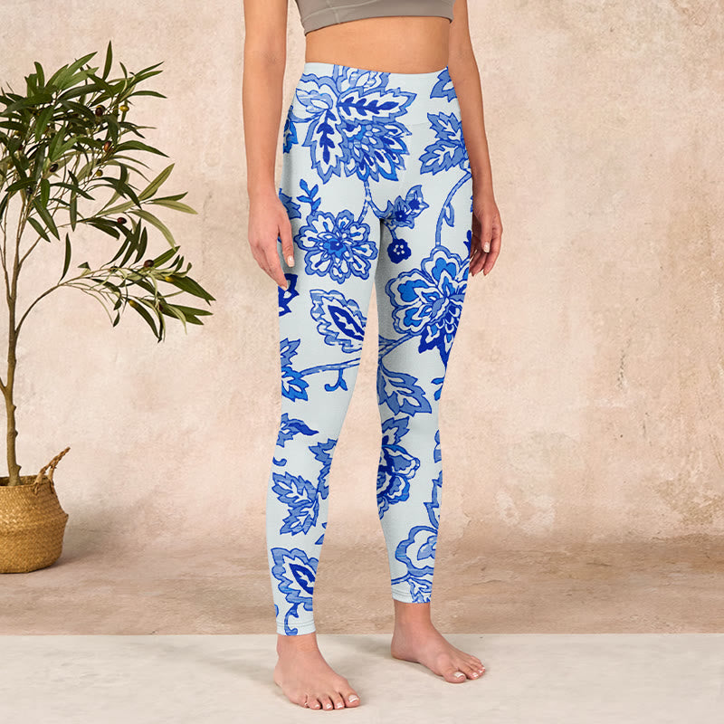Flowers Print Gym Leggings Women's Yoga Pants