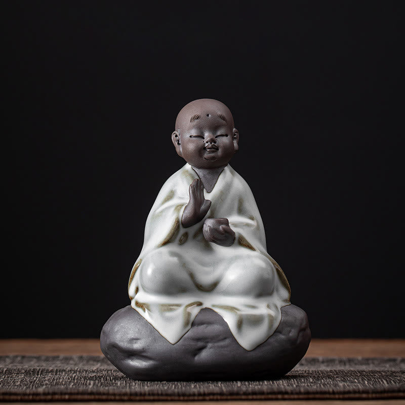 Little Zen Monk Hat Strainer Ceramic Tea Accessories Figurine Home Decoration