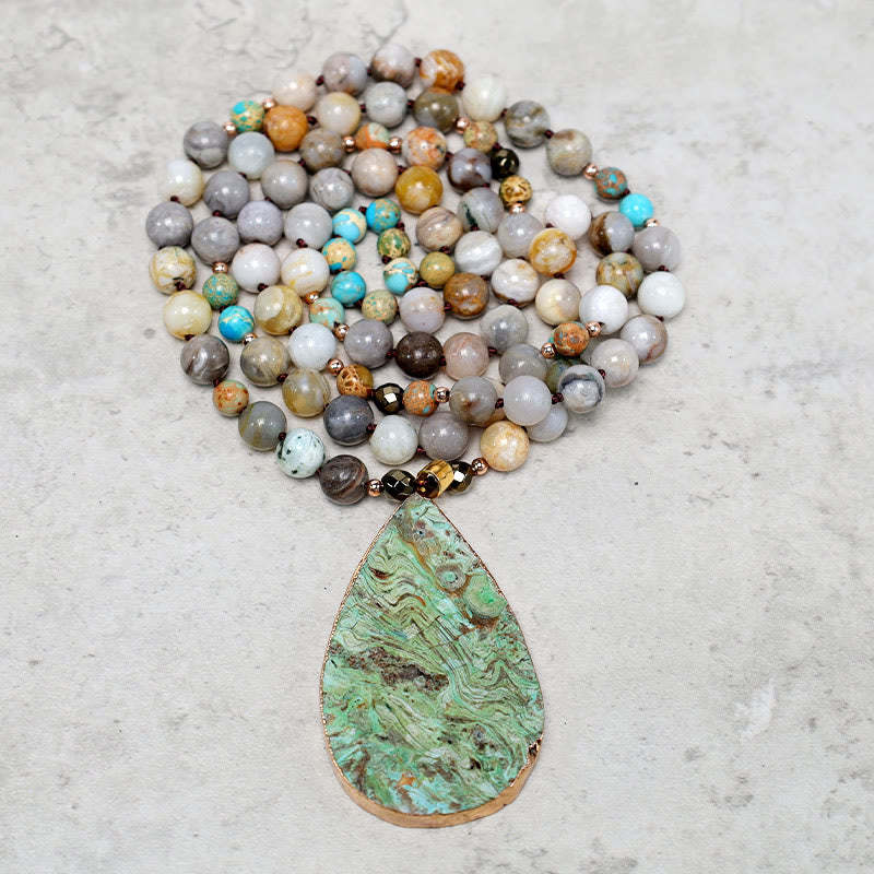 Natural Ocean Picasso Jasper Beaded Healing Neckace